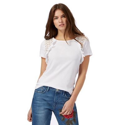 White frilled lace insert top